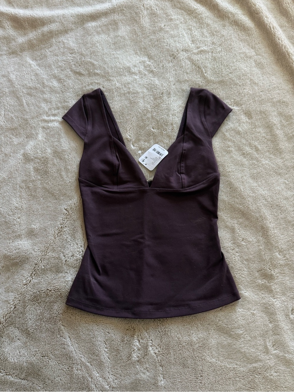 NWT Free People intimately Plum vintage grape plunge V-Neck Cap Sleeve Top XS
